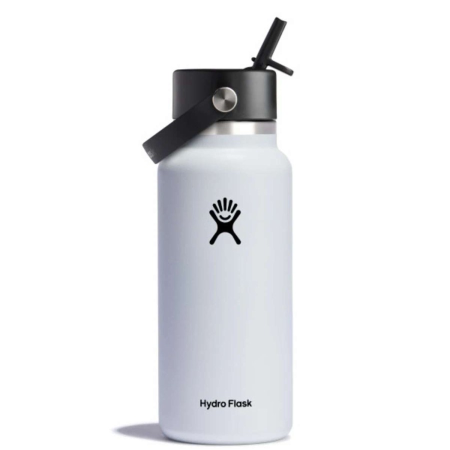 Hydration * | Hydro Flask 32Oz Wide Mouth With Flex Straw Cap Water Bottle White