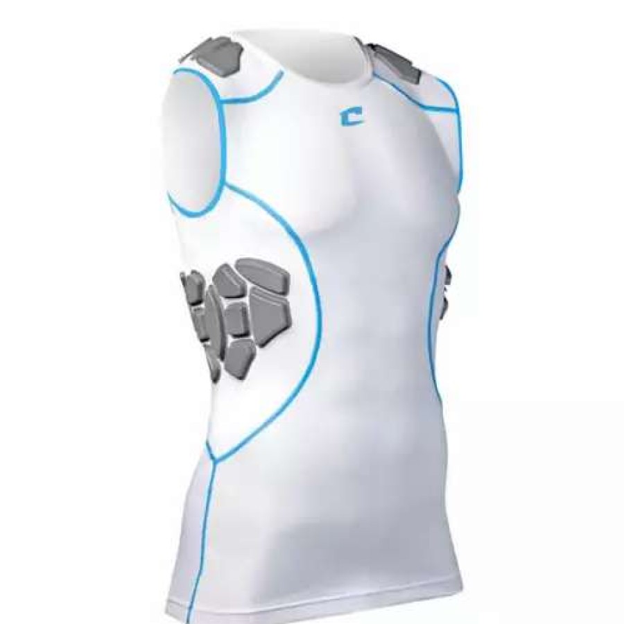 Football Gear * | Men'S Champro Proshield Compression Padded Football Shirt White