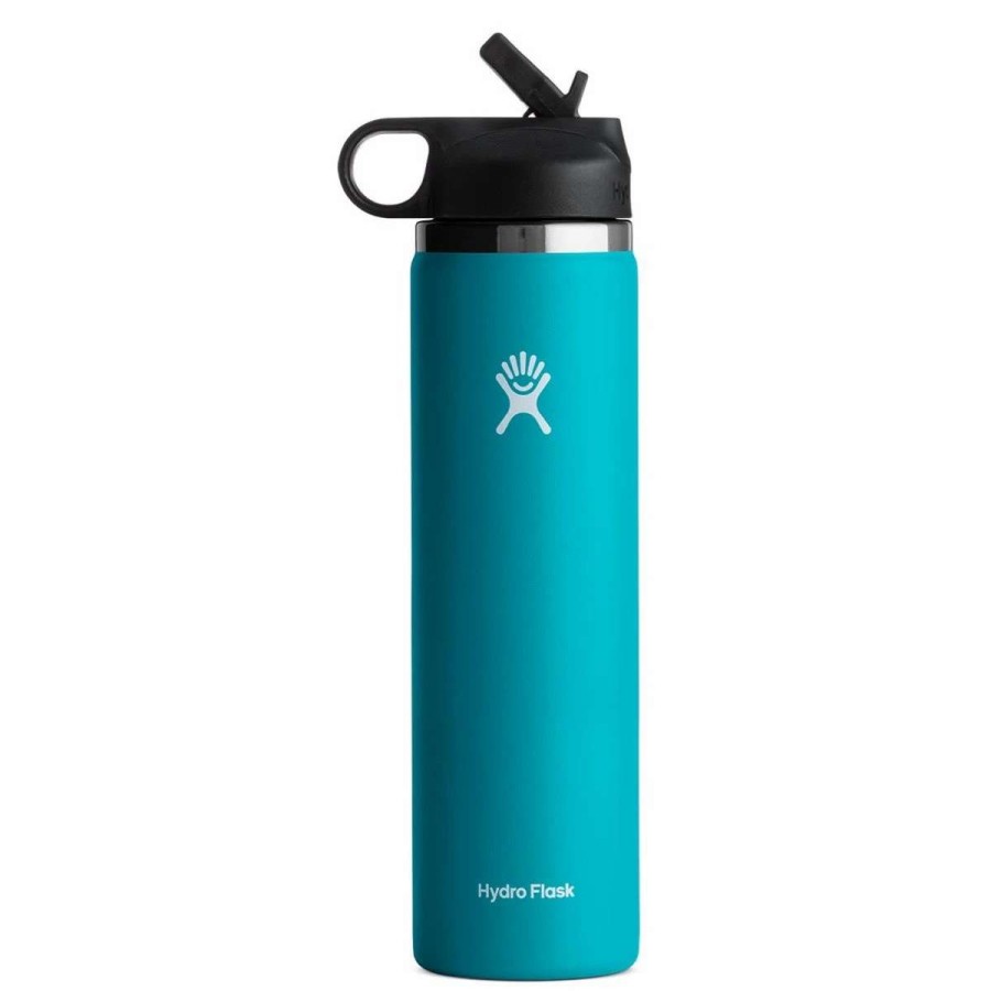 Hydration * | Hydro Flask 24 Oz Wide Mouth With Straw Water Bottle Aqua