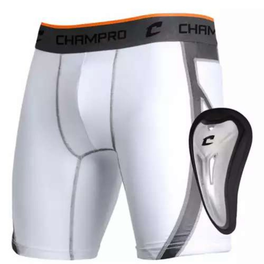 Baseball Gear * | Boys' Champro Wind-Up Baseball Sliding With Cup Compression Shorts White