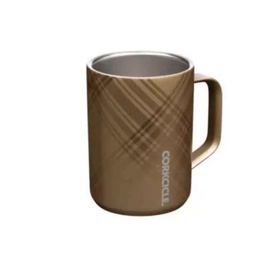 Hydration * | Corkcicle Golden Plaid Mug 16Oz Metalic Gold